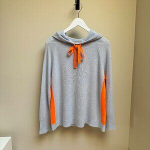 Brodie Cashmere Contrast Hoodie in Blue Mist and Orange